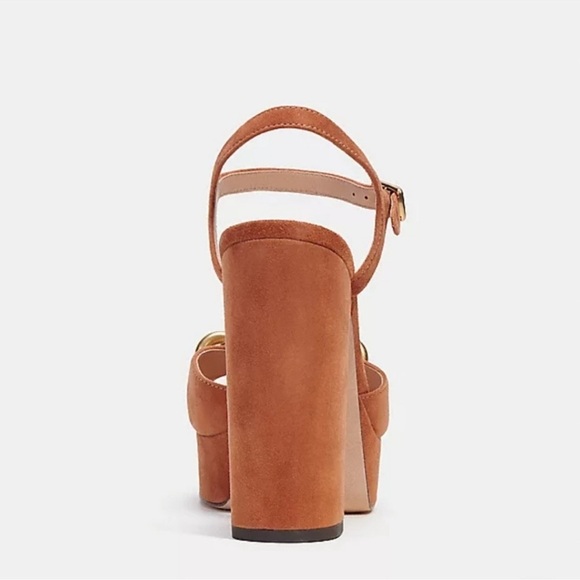 COACH Nicolette Platform Sandals Retro burnished amber chunky block heels Sz 9.5 - Picture 6 of 16